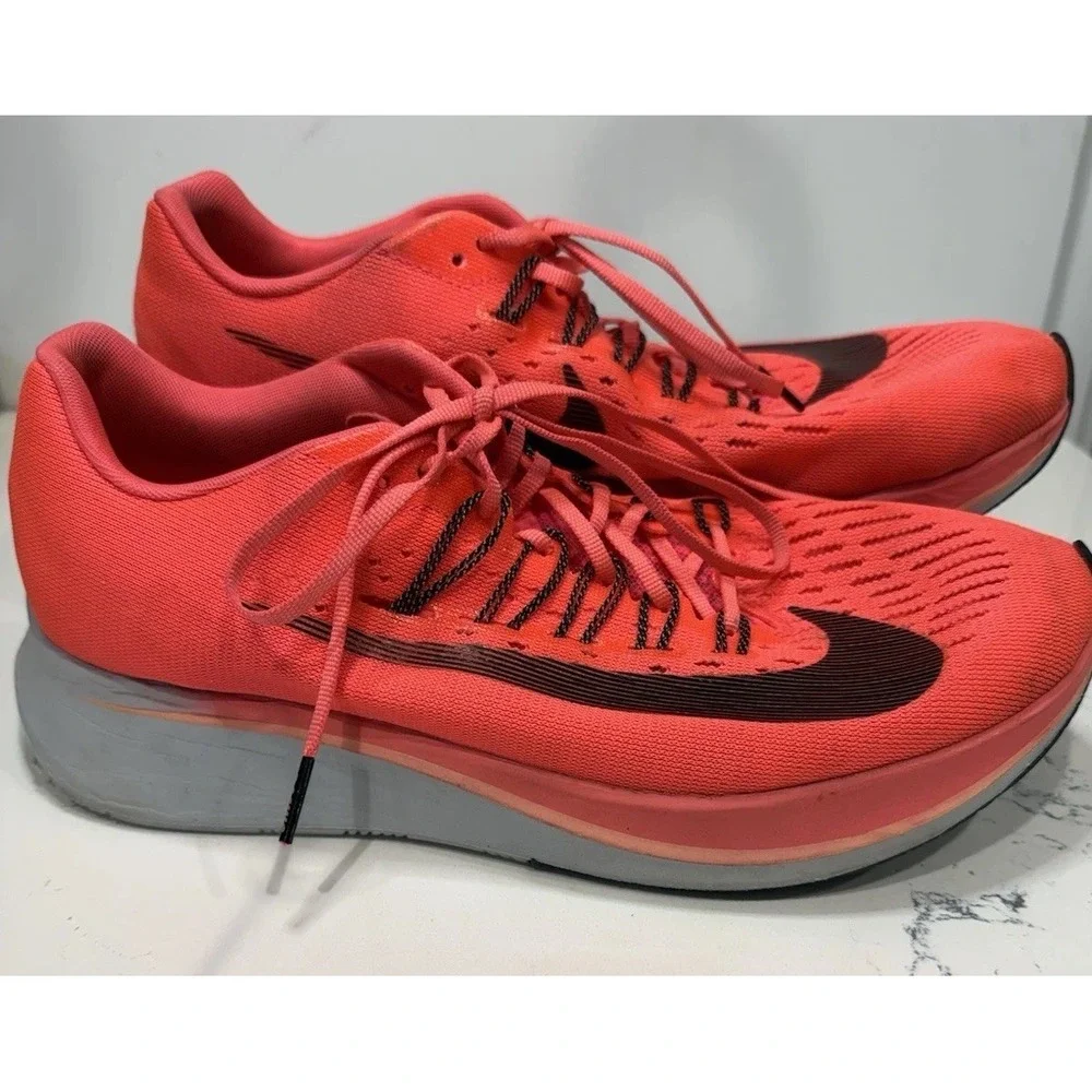 Nike Zoom Fly Racing Women 11 Neon Orange Black White Mesh Lightweight Sneaker